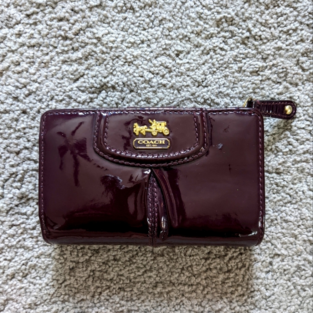 Patent Leather Deep Purple Coach Wallet